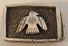Native American THUNDERBIRD Navajo Sterling Silver FRED HARVEY ERA Belt Buckle