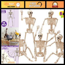 5 PCS 16" Posable Halloween Skeletons - Full Body Joints, Graveyard Props, Spook