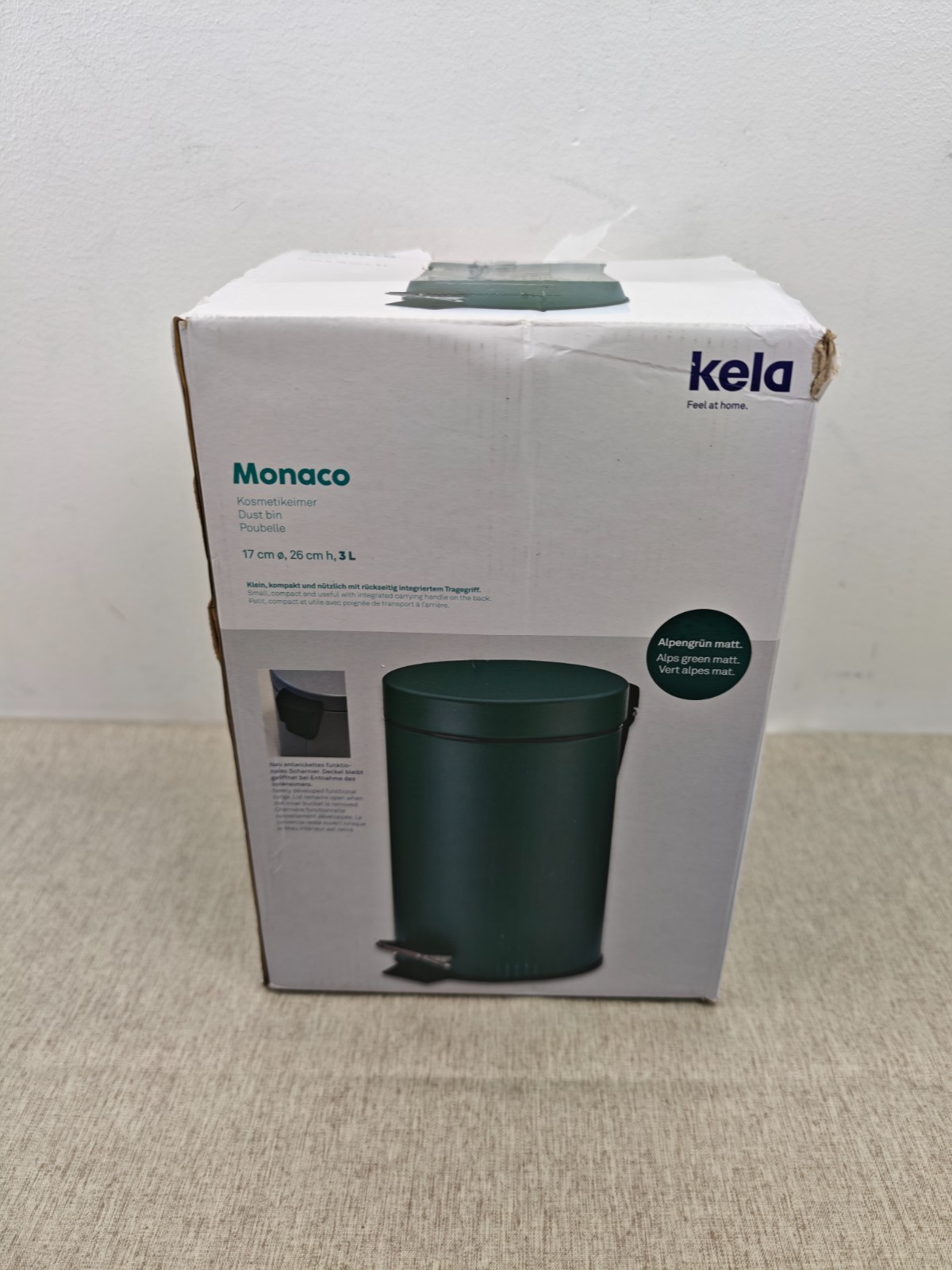 Kela, metal pedal, bathroom waste inner carrying handle, MONACO, cosmetic bin