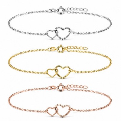 Fußkette Fußkettchen Herzen 925 Silber verstellbar Damen