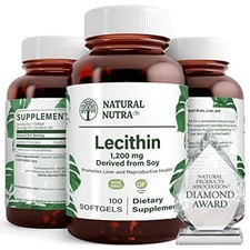 Natural Nutra Soy Lecithin 1200 mg Dietary Supplement - Brain Function, Liver -