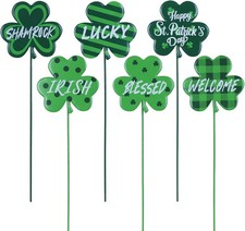 St. Patrick's Day Outdoor Decor, Set of 6 Metal Shamrock Garden Stakes