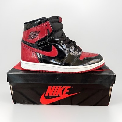 Nike Air Jordan 1 High OG Shoes Mens Size 8.5 Black Red Patent Bred 555088-063