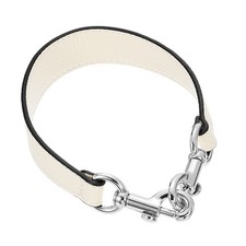 14.17 Inch PU Leather Short Bag Strap with Clasp Beige Silver Buckle