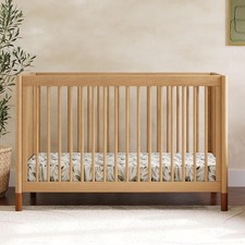 Gelato 4-in-1 Convertible Crib: Solid Wood Toddler Bed  Daybed - Honey Finish