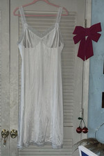 Women s White Lace Trim Full Slip Spaghetti Strap Lingerie Nightgown