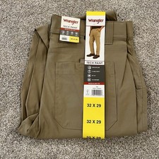 Wrangler Men  s Tech Pants Size 32x29 Regular Fit Tan 1854951 Stretch Outdoor