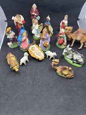 Italian Nativity Set 16 Christmas Figurines Paper Mache Hand Painted Italy