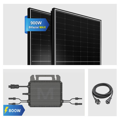 800W Balkonkraftwerk Solaranlage mit 900W Bifazial Module MARSTEK Wechselrichter