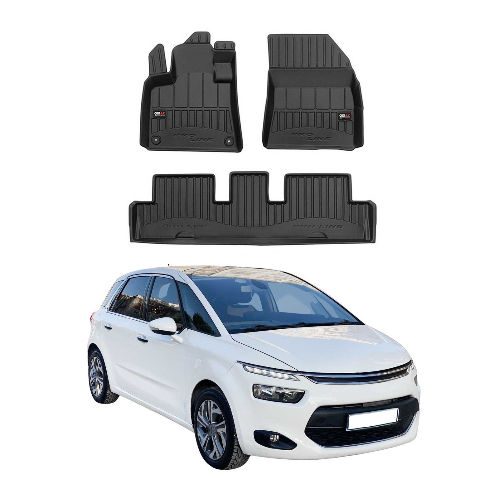 Tapis de sol Citroën C4 Picasso 2013-2019 en caoutchouc TPE noir