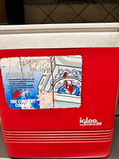 Igloo Legend 24 Vintage 1993 Red/White Ice Chest Cooler 17 qt Handle 24 Can