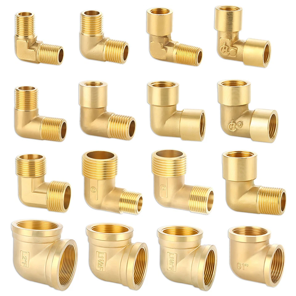 IG AG 1/8 bis 2 Zoll Winkel 90° Grad aus Messing Gewindefitting Bogen Fittinge