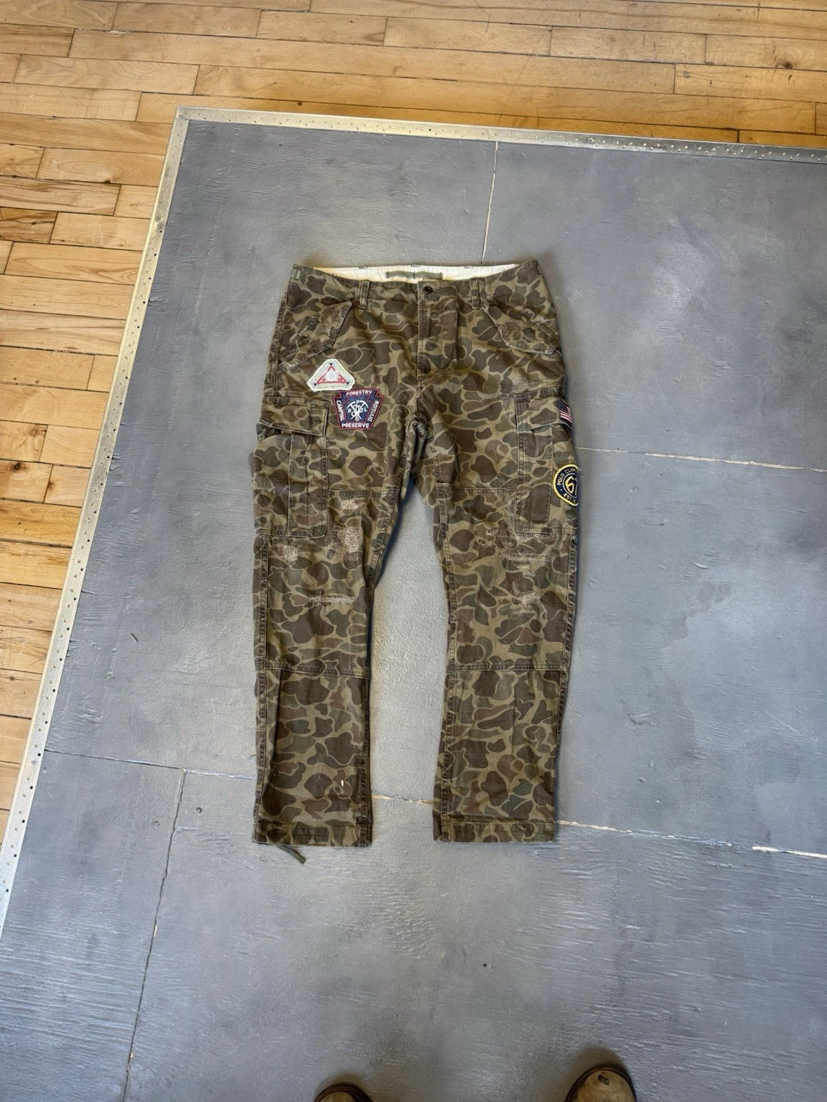 Polo Ralph Lauren Pants Mens 34x30 Military Utility Camo Cargo Patches