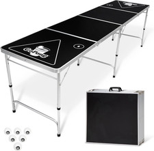 Gopong 8 Foot Portable Beer Pong/Tailgate Tables Black, Football, American Flag