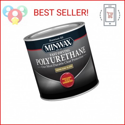 Minwax Fast Drying Polyurethane Protective Wood Finish, Clear Semi-Gloss, ½ Pint