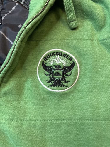 Giacca Quicksilver Vintage Y2K Staccabile Pelliccia Ecopelliccia Cappuccio Verde Zip Uomo XL - Foto 3 di 18