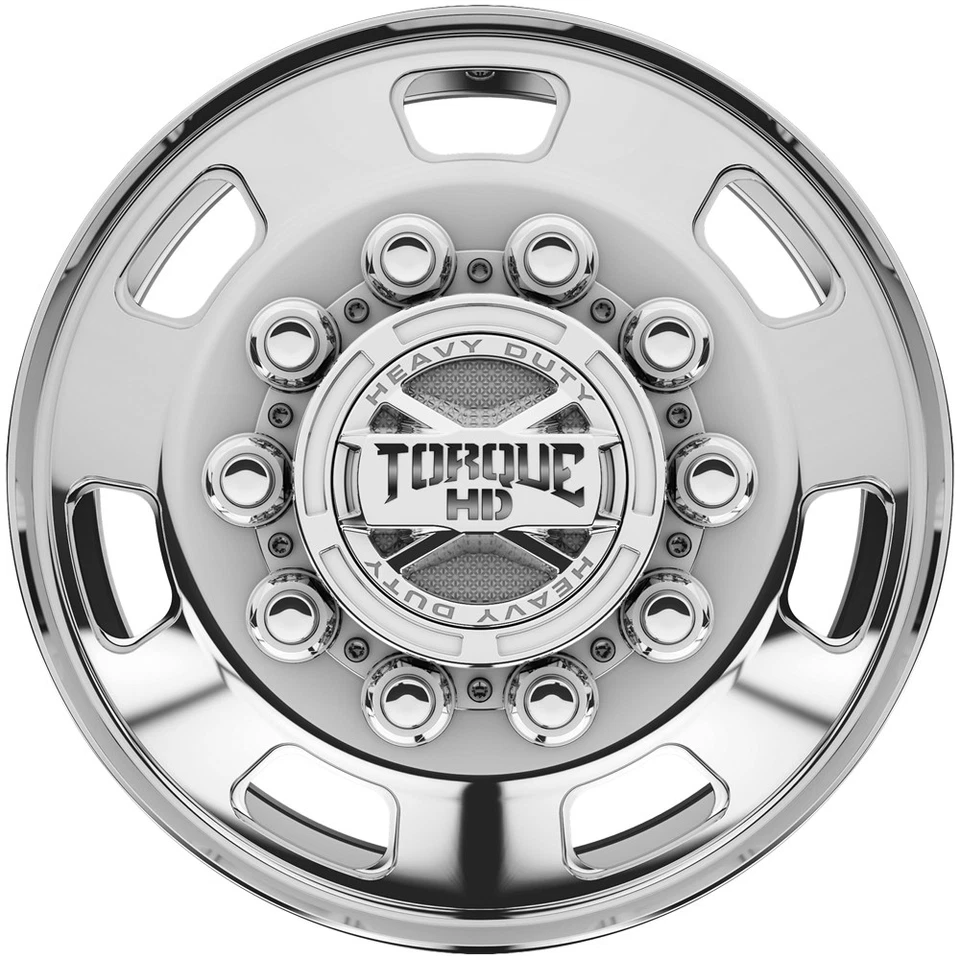 Torque HD TW642F Luxe Dually 22.5x9 10x285.75 Polished-Front Wheel Rim 22" Inch Foto 3 de 4