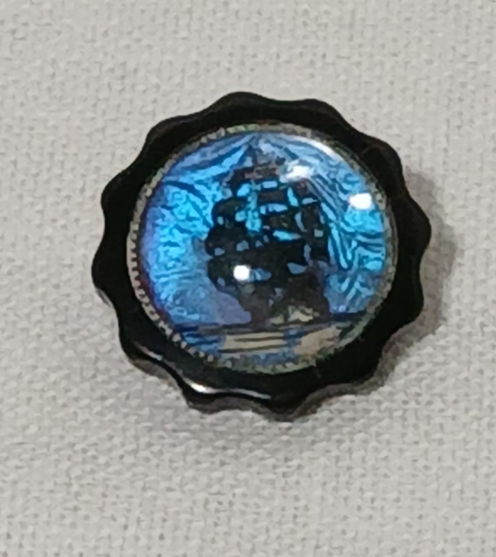 Vintage Domed Lucite Sailing Ship Pin 50s
