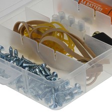 Storage Box Organiser 6 Compartment Clear Case Hinged Lid for Nuts/Bolts/Fishing
