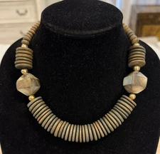 Vintage Style Boho Green Beaded Chunky Choker Collar Statement Necklace