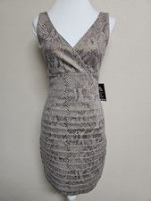 EXPRESS Women's Dress Bodycon Sleeveless V-Neck Stretch Animal Print.Size S