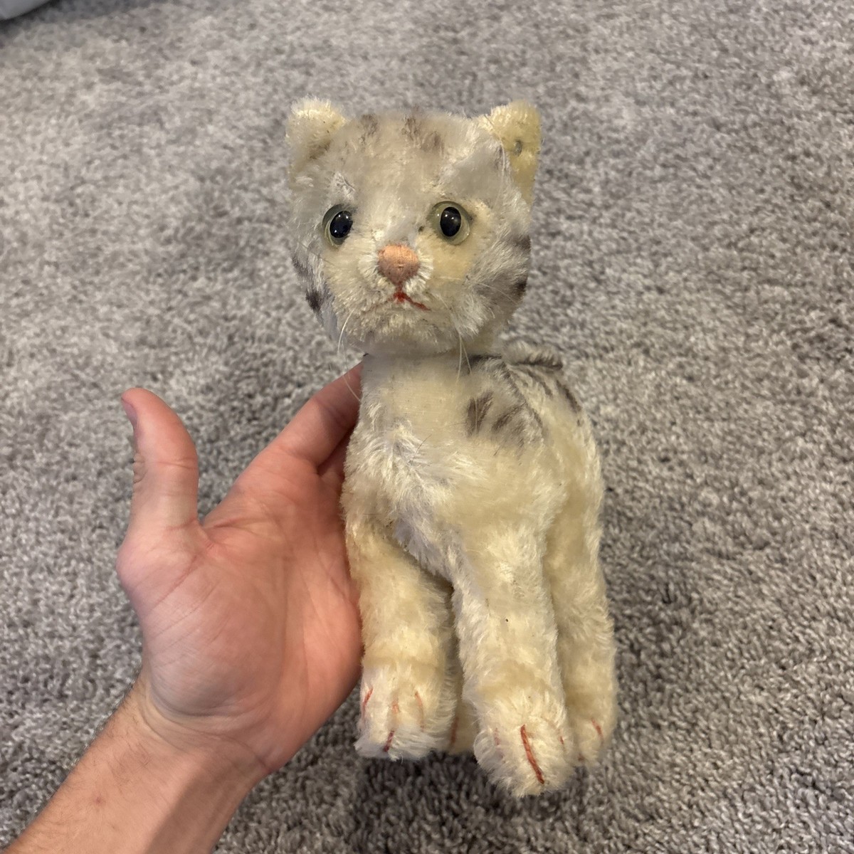 【M2512-30】シュタイフ Steiff 猫のリジー Cat Lizzy 大 Rare Vintage STEIFF Lizzy Cat 9” Larger Mohair Stuffed Toy Germany