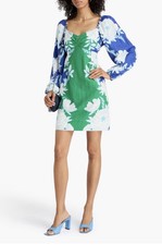 FARM RIO Anthropologie  Ruched floral-print linen-blend mini dress S