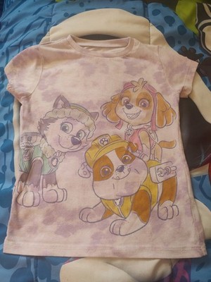 Paw Patrol Toddler Girls Size 4T Purple Tie Dye SS Shirt Skye Everest & Rubble 
