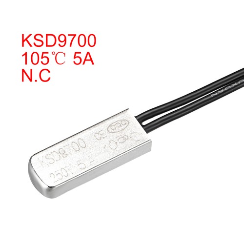 2er Pack KSD9700 Thermostat 105°C Öffner 5A Metallkopf Bimetall Temperaturregler Schalter - Bild 2 von 3