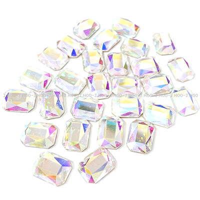J.HOO Crystal 7602 Emerald Cut Flat Back Rhinestones 6×4mm Nail Art (10pcs)