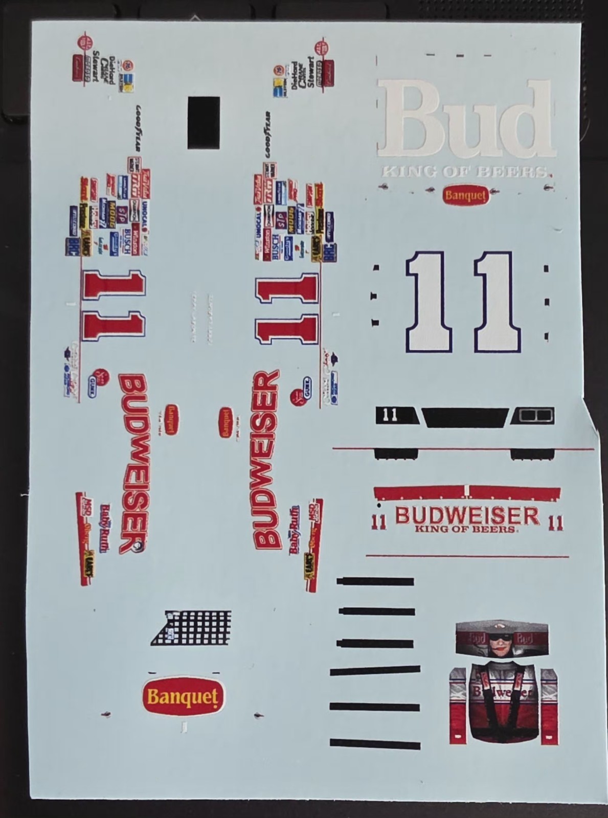 1987 #11 Terry Labonte Budwesier 1/64 Waterslide Decals