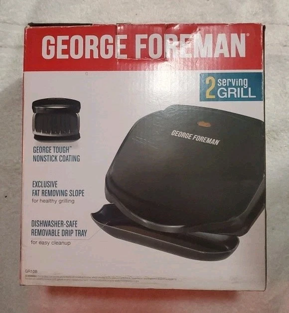 George Foreman 2-Serving Classic Plate Electric Indoor Grill and Panini Press...
