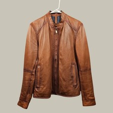 Massimo Dutti Leather Jacket Mens Small Brown...