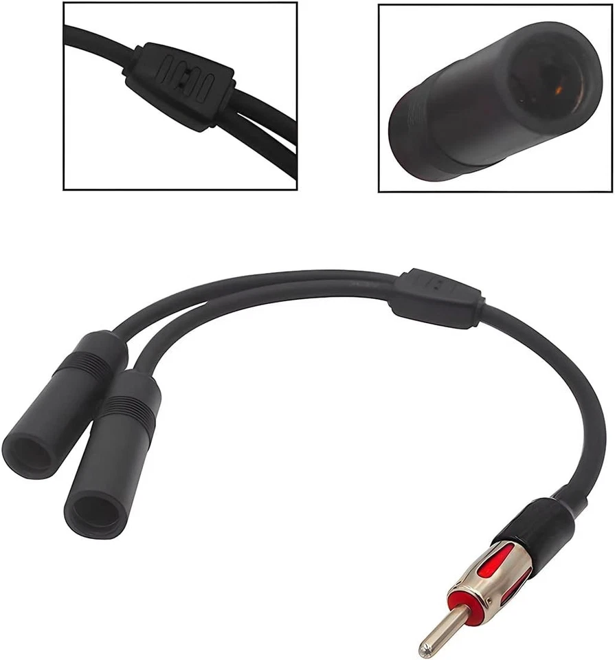 Car Radio Antenna Extension Cable Y Adapter 12 In Dual Female Connectors - Image 4 of 4