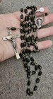 BEAUTIFUL DK Brown 30" Acrylic Italiàn Rosary With Oblong Beads And Silvertone. — photo 6