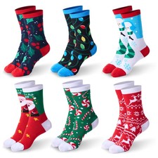 6 PCS Winter Christmas Socks for Men Women, Warm Soft Novelty Crew Socks for ...
