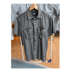 Cheap Monday Herren Kurzarm Denim Hemd grau X...
