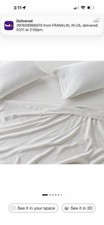 Queen 100 Linen Sheet Set Dark Gray Micro Stripe - Casaluna NEW