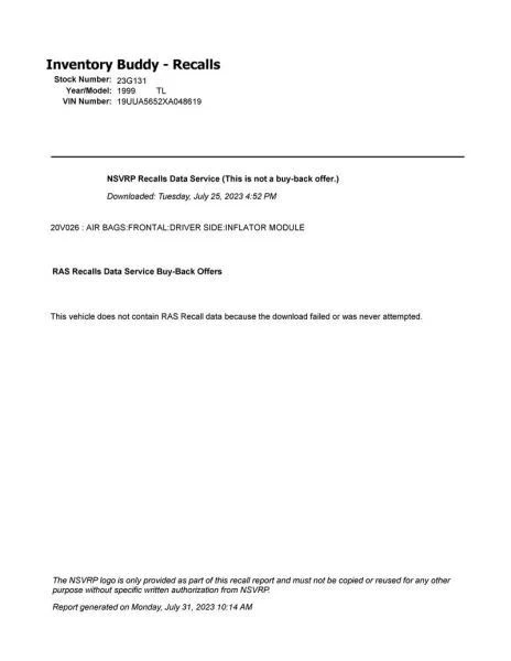 Speedometer Cluster US Market Fits 99 Acura TL OEM - Image 2 of 2