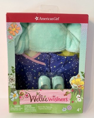 2021 American Girl Doll Wellie Wishers Starry Sky Pajamas PJ Set Slippers NEW