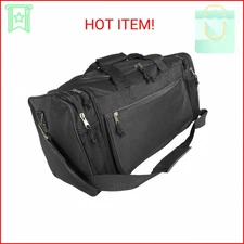 DALIX 20" Sports Duffle Bag w Mesh and Valuables Pockets Travel Gym (Black)