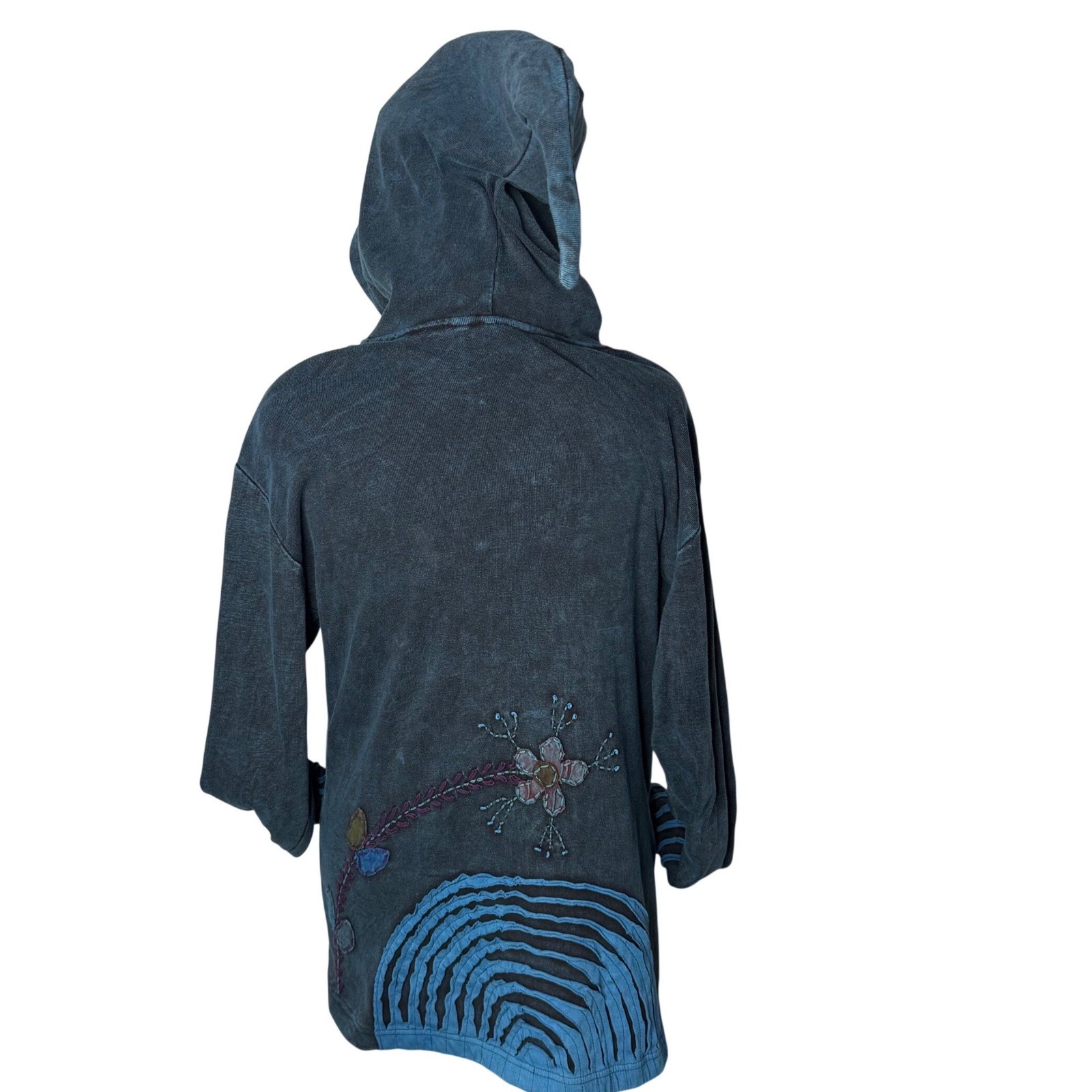 Stonewashed Pixie Core Patchwork Hoodie Jacket Bl… - image 3