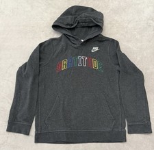 Nike Gratitude Hoodie Boys Large Gray Pullover Sweatshirt Pocket Graphic Youth L