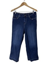 Belle by Kim Gravel Tripleluxe Crop Jeans Sz 12 Dark Wash Stretch Logo Beach