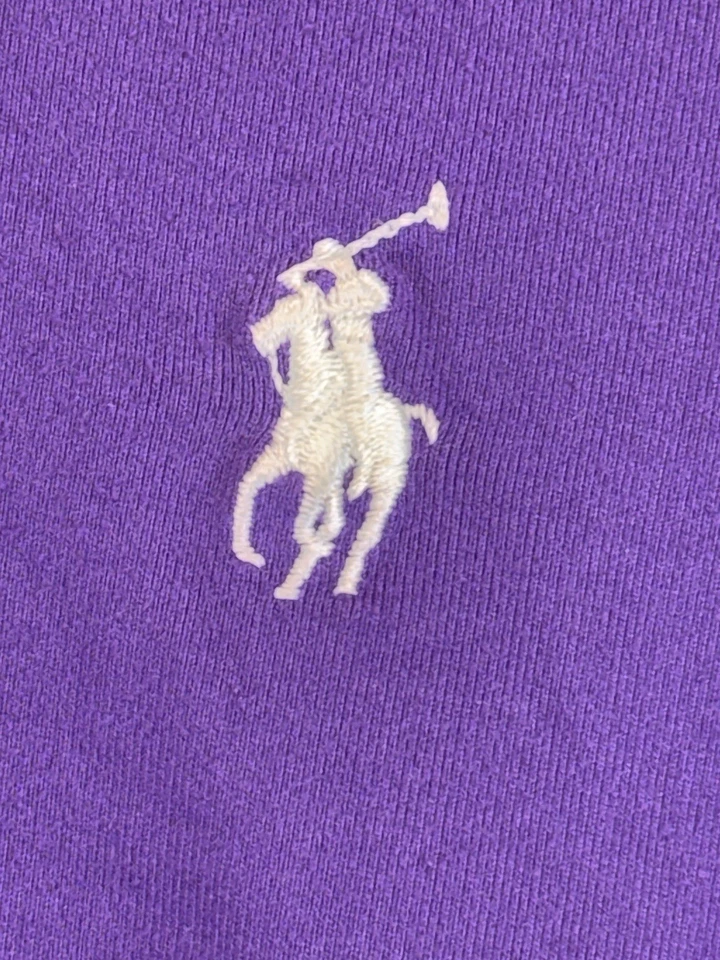 Pulôver Ralph Lauren golfe quarto de zíper manga longa roxo/verde elástico - Imagem 3 de 4