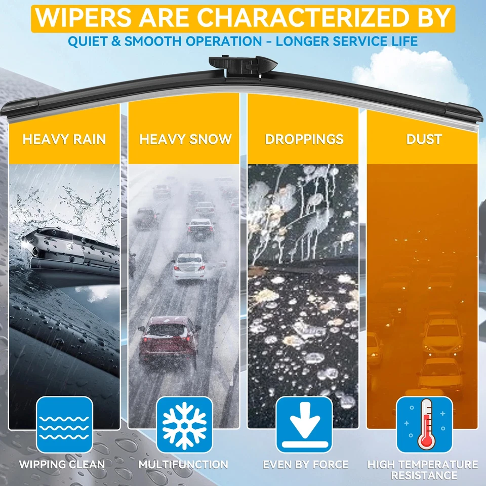 2Pcs Front Windshield Flat Wiper Blades For Lexus NX200 NX200t NX300h 2015-2020 - Image 4 of 4