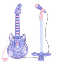 19-Inch Kids Electric Toy Guitar with Microphone and Stand purple