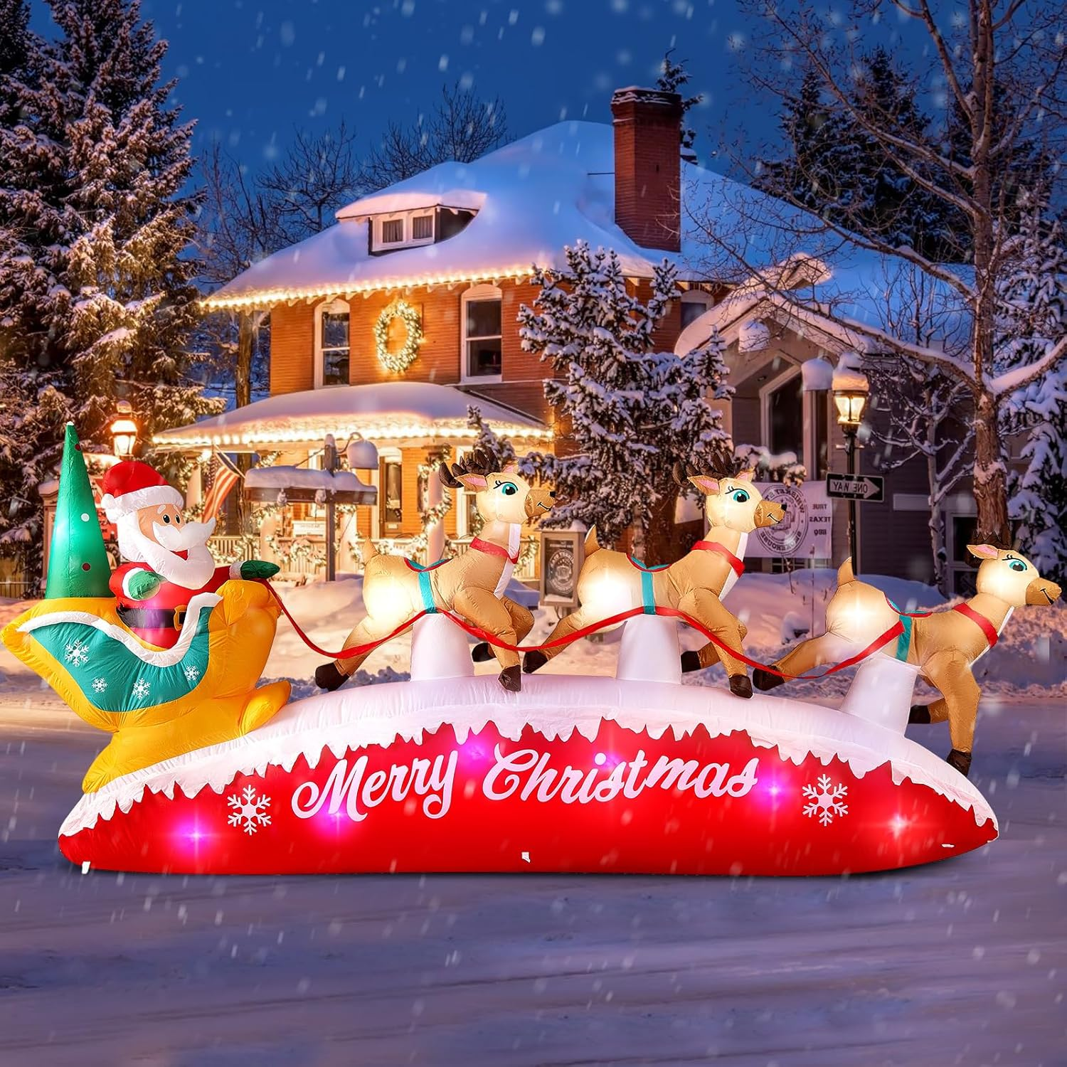 10FT Christmas Inflatables Santa's Sleigh 2025 NEW LED Outdoor Decoration
