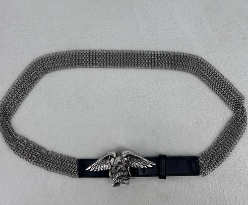 Vintage HARLEY DAVIDSON Belt Buckle 2005 Eagle Mesh Chain Leather 47”