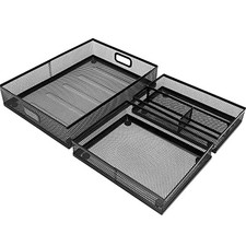 Office Drawer Organizer 3 Pack, Office Supplies Desk, Black Mesh Drawer 3 PACK